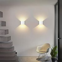 2Pcs Appliques murales LED Blanc lumière Blanc Chaud 12W Moderne Lampe intérieur LED 3000K haut et bas lampe de mur pour le salon, chambre à coucher, couloir