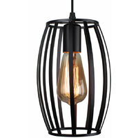 Lustre Suspension Industrielle Cage forme Olive Vintage Lampe lumières Retro pour Maison Loft Cuisine Salon et Chambre - Noir