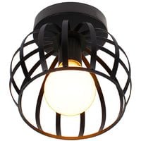 Vintage Plafonnier Industrielle Design forme Cage 20cm Noir, Lampe de Plafond en Métal Fer Luminaire pour Salon Chambre Salle à manger (sans led ampoule)