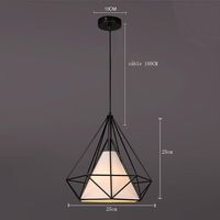 STOEX Lustre Suspension industrielle 25cm , Plafonnier Lampe de Plafond Abat-Jour Cage Diamant Corder Ajustable (Noir)