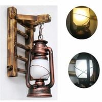 Applique Murale Vintage Lampe Industrielle Fer Metal Bambou Lampe extérieur Mur de feu éclairage