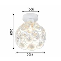 Moderne Plafonnier Industrielle Cristal en Métal Fer 20cm, Luminaire l'éclairage Intérieur Lamps de Plafond Abat-Jour Blanc - Blanc