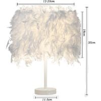 Lustre Suspension abat-jour Lampe plumes 30 cm + Lampe de table en plumes Blanc 20cm
