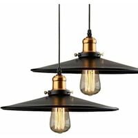 36cm E27 Suspension Industrielle Rétro Lustre Abat-Jour Noir Lampe de Plafond Luminaire pour Salon Cuisine Bar 1PCS