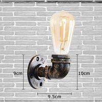 Lampe à Tubes d'eau,Rétro Applique Murale Metal Industrielles Eclairage Decoratif,E27 Lampe à Douille