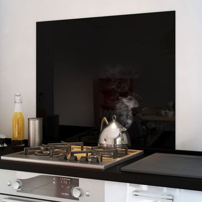 Crédence cuisine fond de hotte verre brillant - Gris 600x700 mm - 60cm de  large
