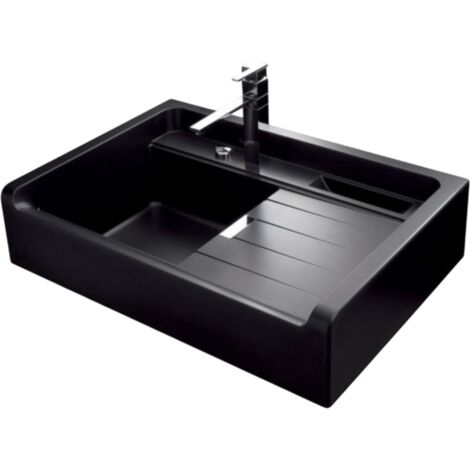 Schock – Évier timbre d'office granit 90x62,8 cm – 1 bac avec vidage automatique – À poser – Coloris noir – Pour meuble sous évier 90 cm (1/5)
