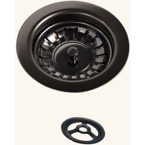 Kit bonde + trop plein en inox noir brillant diam 90 (1/3)