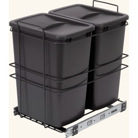 Cuisissimo – Poubelle sous évier encastrable 2 x 35 litres – Mécanisme manuel – Largeur minimale 40 cm – Design coulissant pour espaces réduits