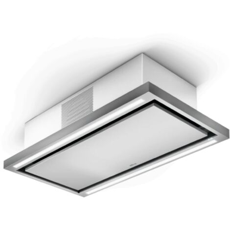 Elica – Hotte plafond 90 cm inox et blanc – Aspiration extraction – Débit d'air max 460 m3/h – Niveau sonore max 61 dB – Classe énergétique A++
