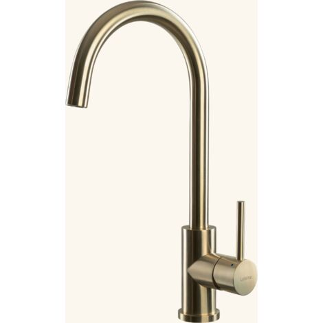 Robinet de cuisine en inox PVD doré – Bec pivotant 360° – Hauteur sous bec 279 mm – Diamètre de perçage 35 mm – Luisina (1/2)