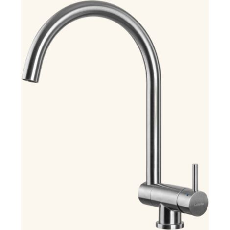 Robinet rabattable inox massif – Hauteur sous bec 199mm – Débit 7.1 l/min à 3 bars – Rotation 360° – Bec rabattable pour cuisines modernes – Luisina (1/4)