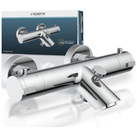Schütte – Mitigeur thermostatique de baignoire – Finition chromée – Protection anti-brûlures à 38°C – Assemblage facile