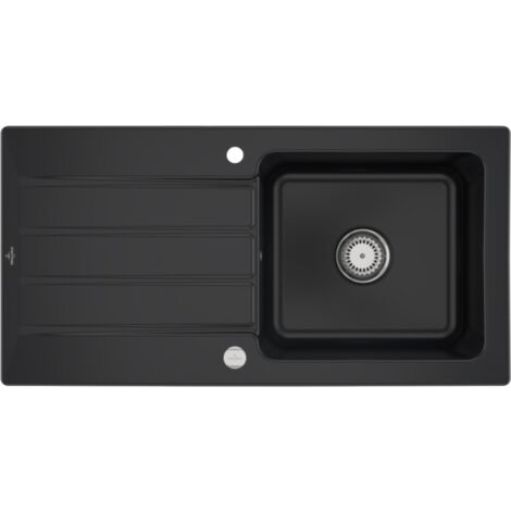 Evier céramique Villeroy & Boch ARCHITECTURA noir mat 1 grand bac 1 égouttoir