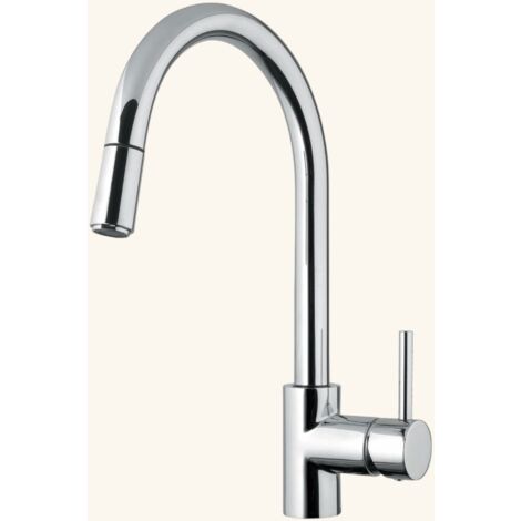 Robinet douchette chromé col de cygne 360° – Débit 11 l/min – Flexible 150cm – Cartouche céramique – Normes Européennes – Luisina (1/5)