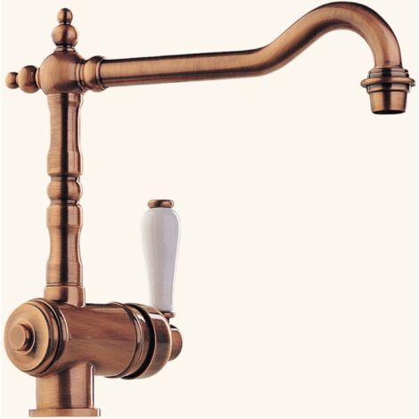 Cuisissimo – Robinet vintage vieux cuivre – Hauteur sous bec 185mm – Bec coudé 360° – Débit 14.21 l/min – Cartouche à disque céramique (1/7)