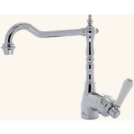 Robinet vintage chromé – Mitigeur de cuisine 280mm – Bec coudé orientable 360° – Débit 13 l/min – Cartouche céramique – Chambord (1/5)