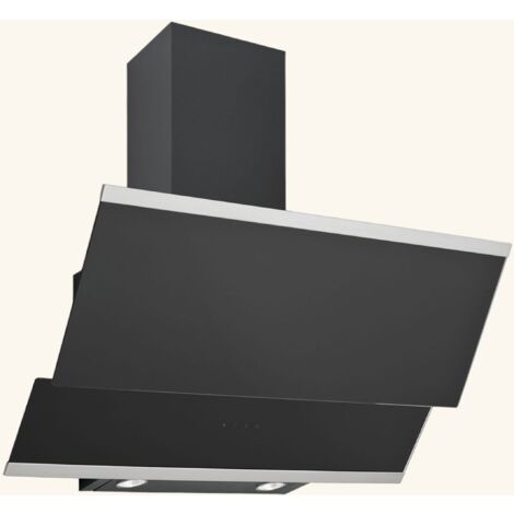 Silverline – Hotte plafond verticale 90 cm – Débit d'air max 621 m³/h – Niveau sonore max 65 dB – Finition verre noir – Classe énergétique A