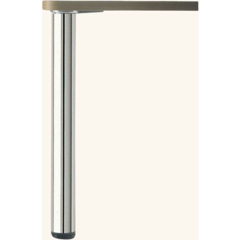 Cuisissimo – Pied de meuble réglable métal rond chromé H 70,5 cm – Fixation par vis – Pour tables et bureaux – Hauteur ajustable 0/+3 cm