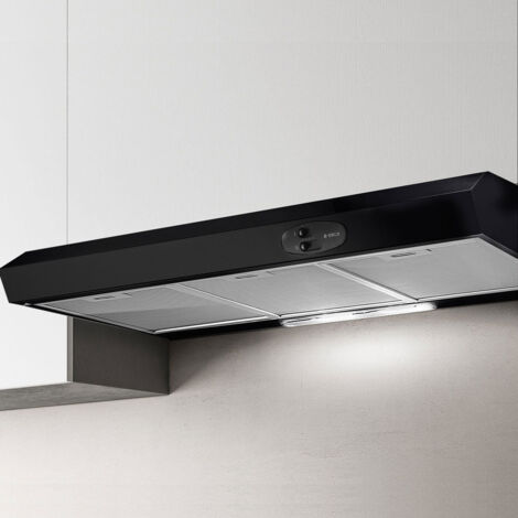 Elica – Hotte décorative recyclage 90 cm – Débit d'air max 270 m³/h – Niveau sonore 71 dB – Finition noire – Éclairage LED 2 x 3 W