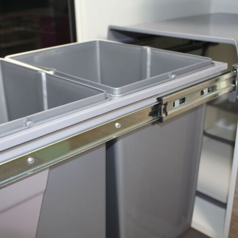Poubelle de cuisine encastrable - 2x34L - 60cm Cabinet - Furnica