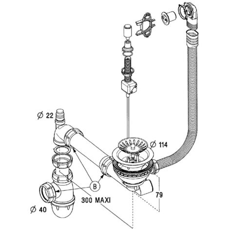 Cuisissimo – Vidage automatique 1 bac pour évier V&B SUBWAY et CISTERNA 45/60 – Siphon gain de place – Drainage efficace pour espaces réduits - CUIPD222 (1/2)