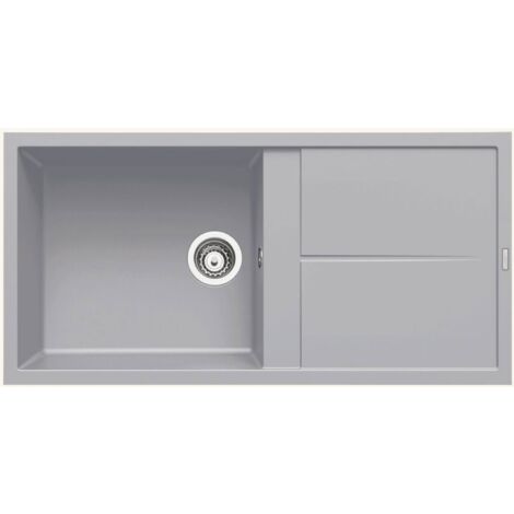 Evier granit gris métal Luisina MAESTOSO 1 grand bac 1 égouttoir