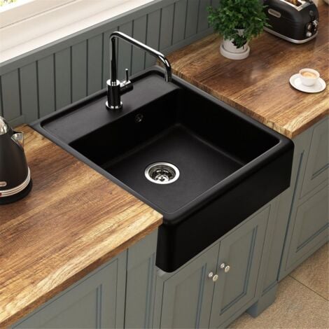 Évier timbre d'office granit noir Kümbad KIWI - 1 bac 595x630