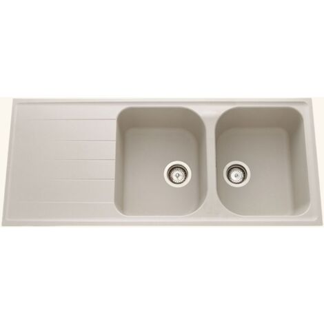 Schock – Évier en granit beige 116x50 cm – 2 bacs réversibles avec égouttoir – Évier encastrable avec vidage manuel – Fabriqué en Allemagne