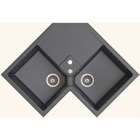 KILSVIKEN Évier intégré, 1 bac avec égouttoir, noir/composite de quartz,  72x46 cm - IKEA