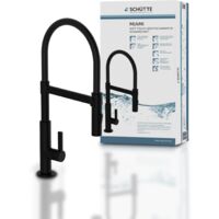 Schütte – Robinet mitigeur de lavabo noir mat – Douchette double jet – Bec col de cygne pivotant 360° – Hauteur 485 mm – Hauteur sous bec 165 mm