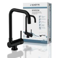 Schütte – Robinet rabattable mitigeur de lavabo noir mat – Bec orientable 360° – Hauteur 355 mm – Flexible de raccordement inclus