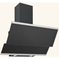 Silverline – Hotte plafond verticale 90 cm – Débit d'air max 621 m³/h – Niveau sonore max 65 dB – Finition verre noir – Classe énergétique A