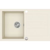 Évier granit beige 78x50 cm – 1 bac réversible avec vidage automatique – Meuble sous évier 45 cm minimum – Équipement inclus – Aquasanita