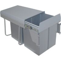 Cuisissimo – Poubelle sous évier coulissante 2 x 20 litres – Double compartiment avec ouverture automatique – Meuble sous évier 40 cm minimum