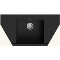 Kümbad – Évier d'angle 95,9x51 cm en granit noir – Évier encastrable 1 bac avec bonde et siphon – Pour meuble sous évier 50 cm minimum