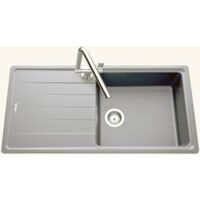 Schock – Évier granit gris 100x50 cm à encastrer – 1 bac réversible avec égouttoir – Bonde et siphon inclus – Pour meuble sous évier 60 cm minimum