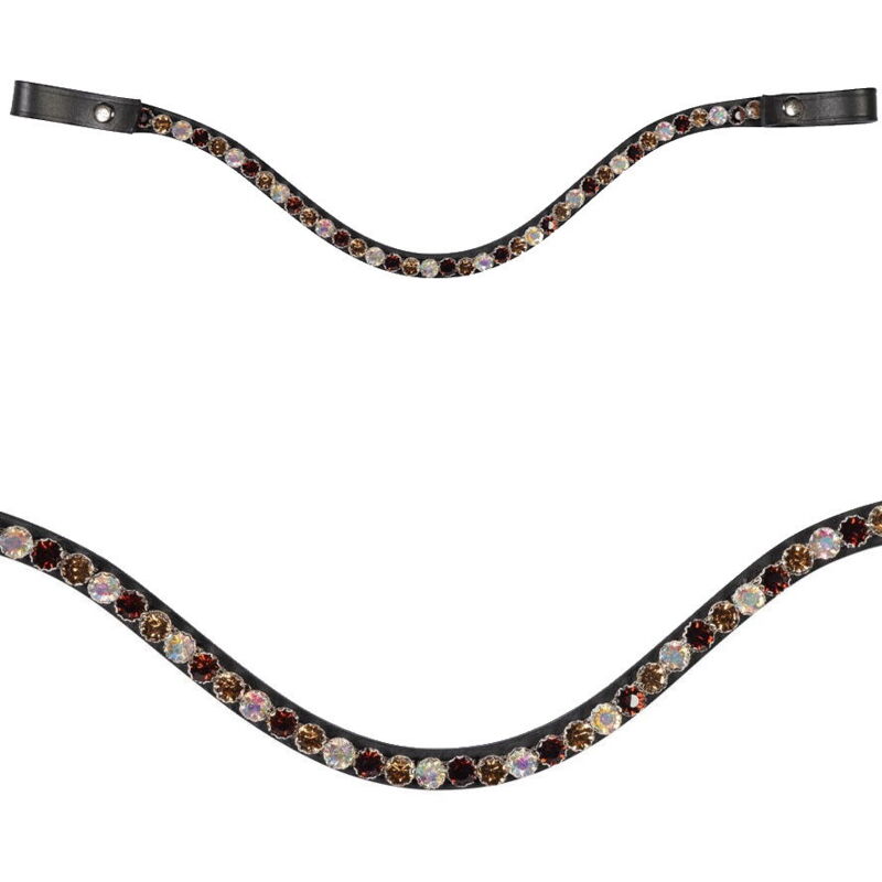 HKM Crystals Frontalino Per Cavallo A U Con Strass – Chiusure A Pressione, Ambra