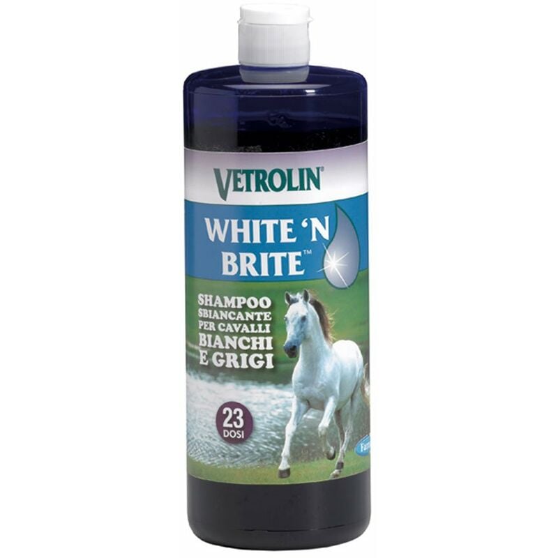 VETROLIN WHITE'N BRITE Shampoo per cavalli bianchi e grigi concentrato  sbiancante 946 ml