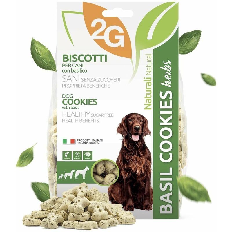 Biscotti per cani BASIL COOKIES al basilico con proprietà antiossidanti,  antivirali e calmanti 350 g
