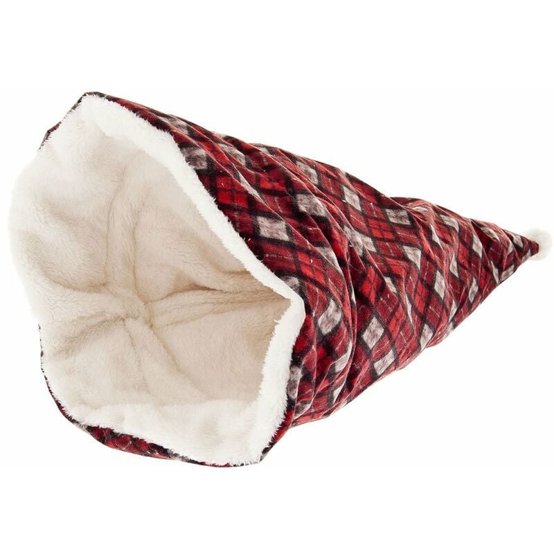 Cuccia tana a forma di cappello Babbo Natale con squicker sonoro per cani e  gatti