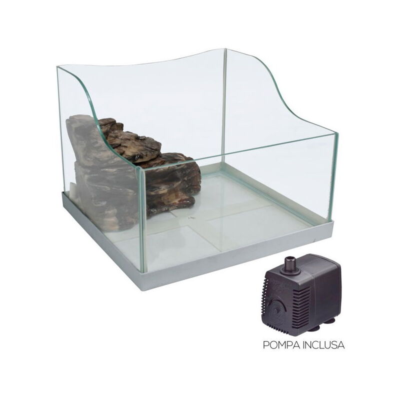 Tartarughiera Ferplast Haiti 50 - Vasca In Vetro Con Isola, 51.5x27x18.5cm, Per Tartarughe Acquatiche - Foto 4
