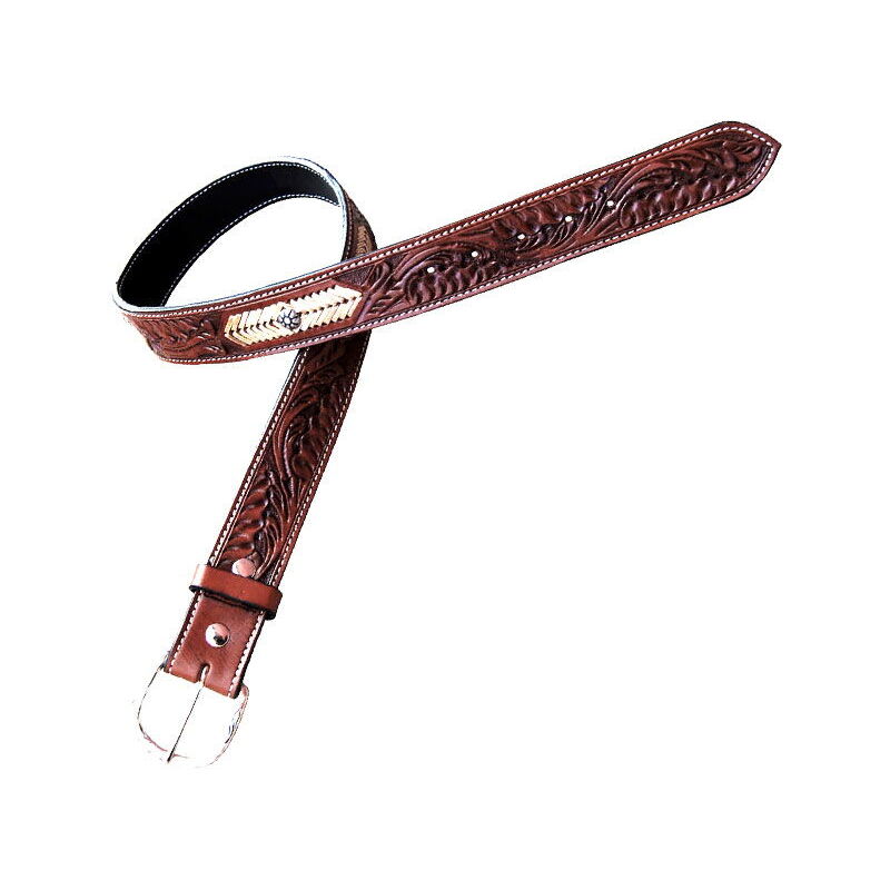 Cintura Western In Pelle Lavorata A Mano: Motivo Floreale, Fibbia Rimovibile - Italia - Foto 4