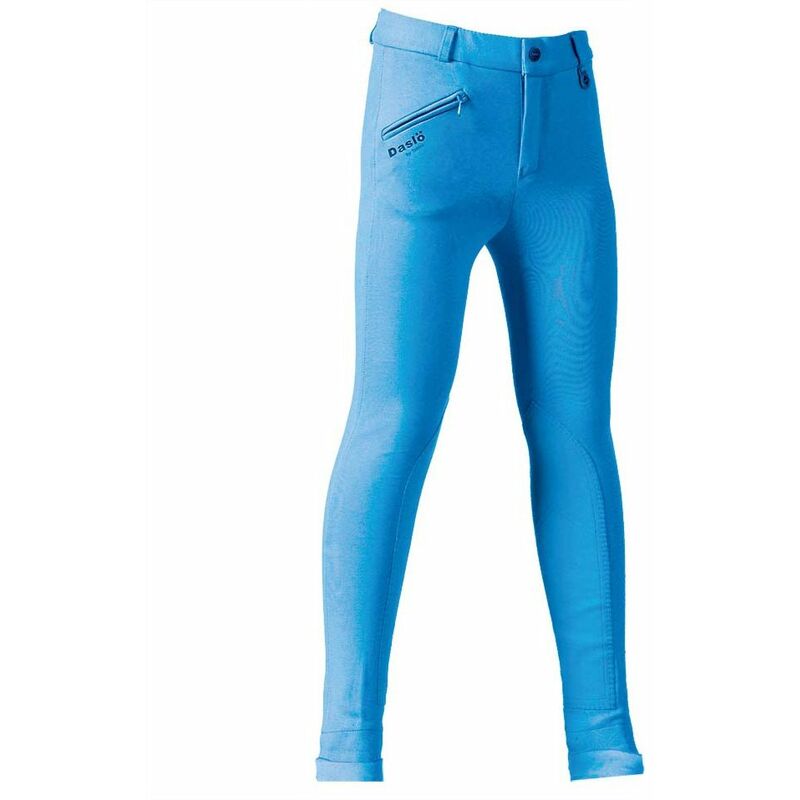 Pantaloni Jodhpurs da equitazione Daslö da bambino/a peso standard in  maglina di cotone elasticizzata con toppe in materiale scamosciato: 14  anni, Royal Blu 14