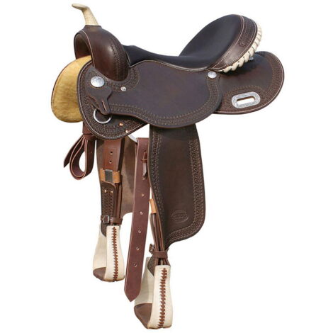 Sella western da Barrel in cuoio ingrassato con arcione in ralide 5020: 16", Cognac