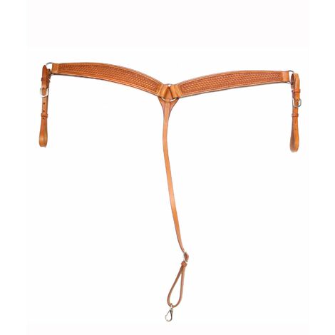 Pettorale western in cuoio sagomato con decorazione basket: Full, Golden Brown 05