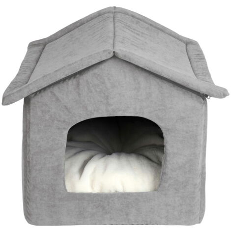 Blu - Cuccia a casetta per cani e gatti modello Everyday in tessuto vellutato