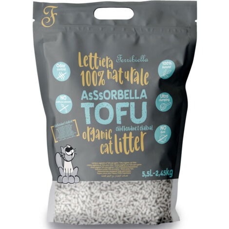 Assorbella lettiera per gatti naturale al tofu con clorexidina e carboni attivi 5,5 litri conf. 6 pezzi