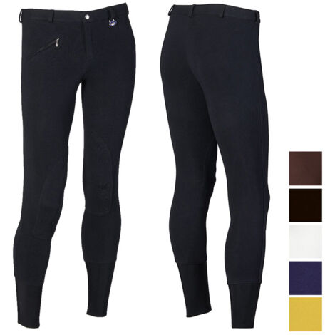 50 IT, nero: Pantaloni equitazione Winner da uomo in cotone elasticizzato e calza terminale