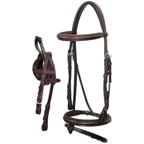 Testiera Per Cavallo In Cuoio Weaver Leather - Pelle Latigo Marrone, Hardware Nichelato, 5/8 Pollici - Foto 11